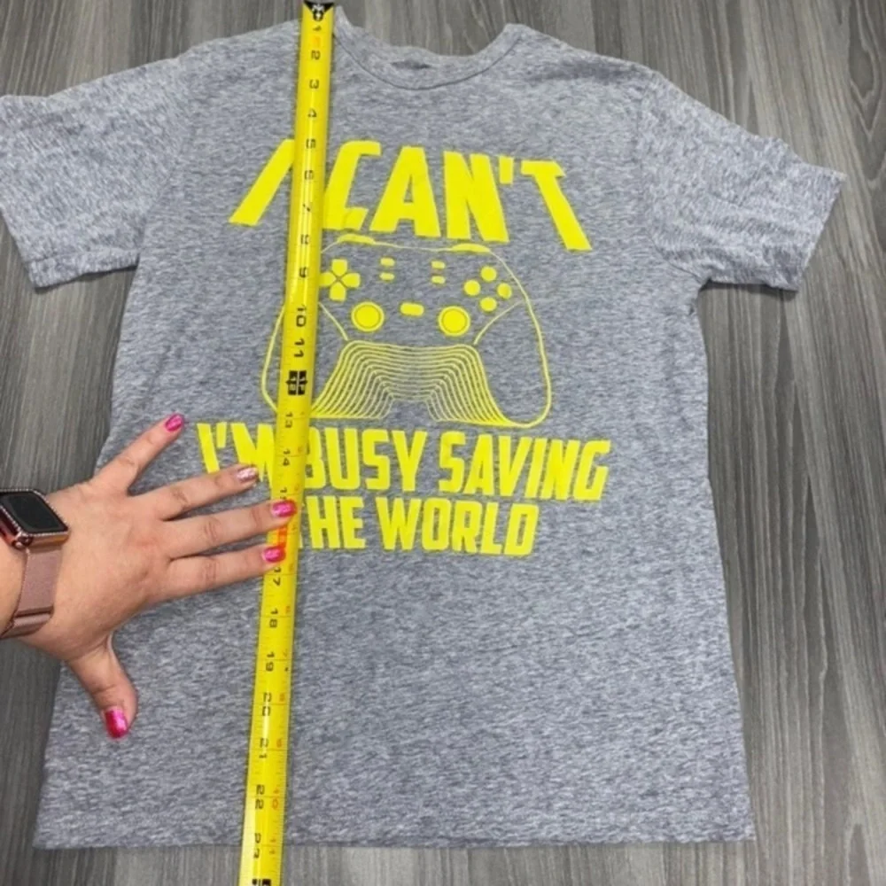 Children's Place Boys 10/12 Large Gray & Yellow 'Gamer' Gaming Graphic T-Shirt.